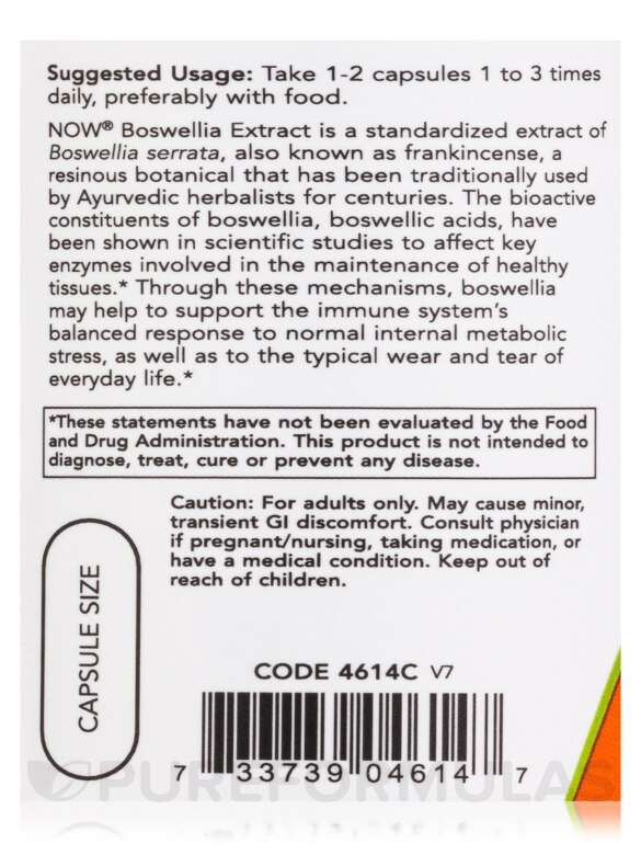 Boswellia Extract 250 mg Plus Turmeric Root - 120 Vegetable Capsules - Alternate View 4