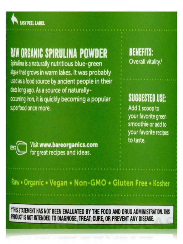 Raw Organic Spirulina Powder - 8 oz (227 Grams) - Alternate View 4