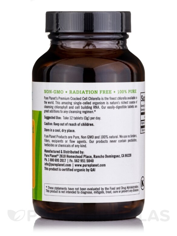 Organic Premium Cracked Cell Chlorella 250 mg - 480 Tablets - Alternate View 1