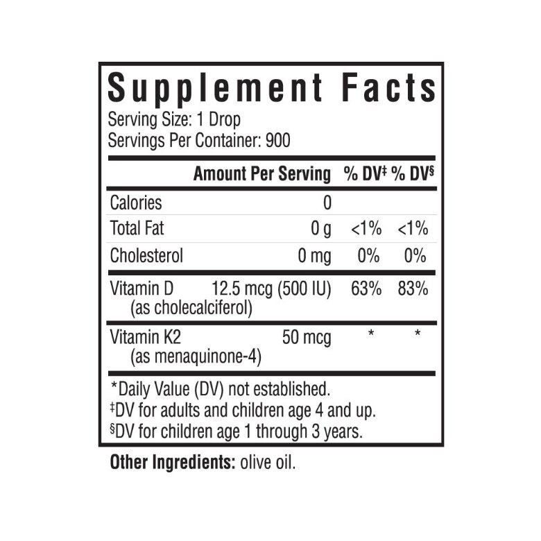 Optimal Vitamin D3 + K2 Drops - 1 fl. oz (30 ml) - Alternate View 4