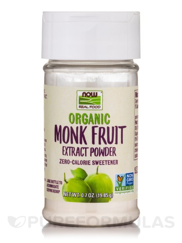 NOW Real Food® - Organic Monk Fruit Extract Powder Sweetener - 0.7 oz (19.85 Grams)