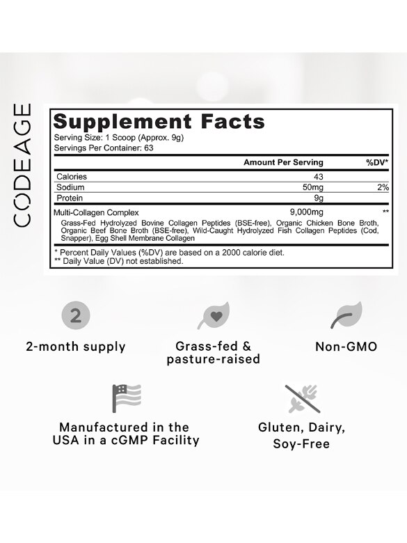 Codeage Multi Collagen Peptides Powder, Unflavored - 20 oz (567 Grams) - Alternate View 1