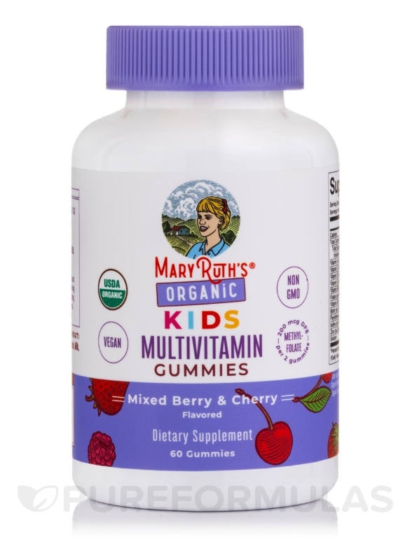 Organic Kids Multivitamin Gummies, Mixed Berry & Cherry Flavor - 60 Gummies