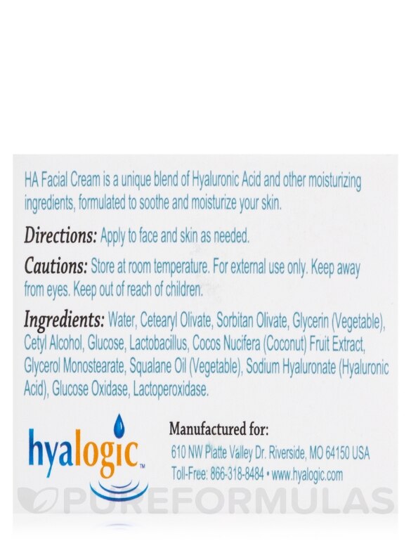 HA Facial Cream with Hyaluronic Acid - 2 oz (56.7 Grams) - Alternate View 9
