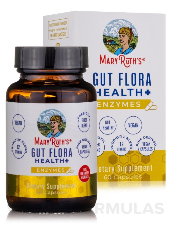 Gut Flora Health+ Enzymes - 60 Capsules - Alternate View 1