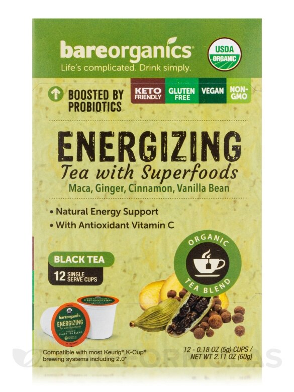 Organic Energizing Tea with Superfoods - 12 Single-serve Cups (2.12 oz / 60 Grams) - Alternate View 1