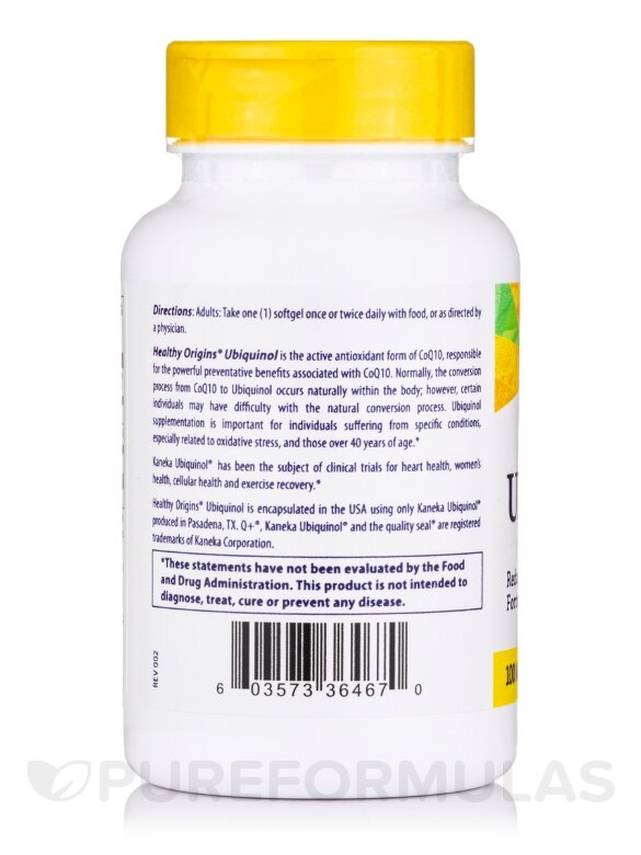 Ubiquinol 100 mg (Active Antioxidant Form of CoQ10) - 60 Softgels - Alternate View 2
