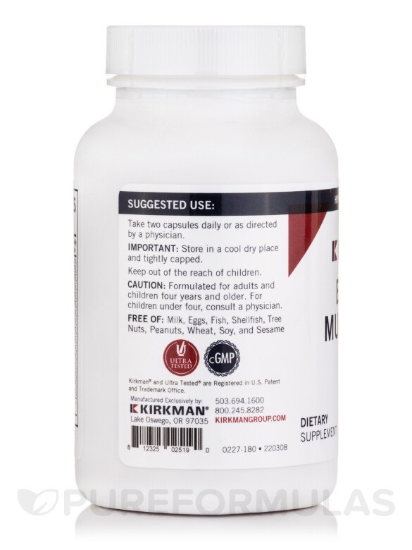 EveryDay Multi-Vitamin without Vitamins A & D - 180 Capsules - Kirkman |  PureFormulas