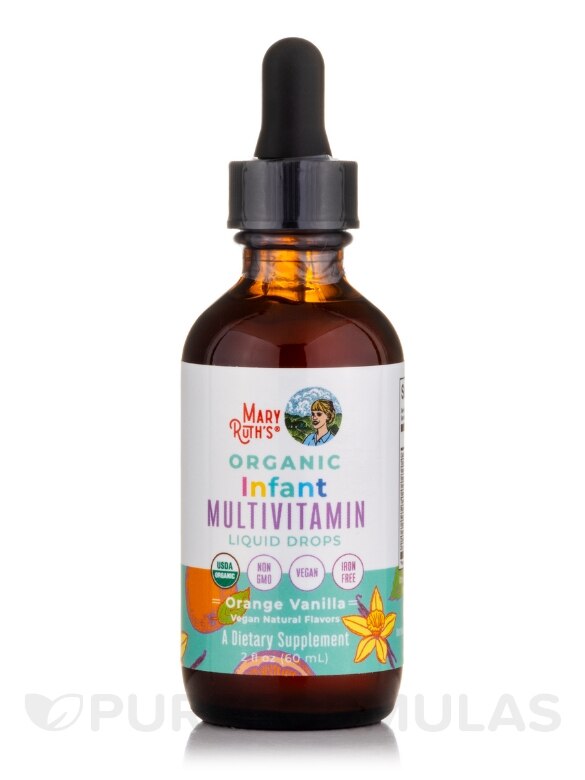 Organic Infant Multivitamin Liquid Drops (Iron Free), Orange Vanilla Flavor - 2 fl. oz (60 ml) - Alternate View 2