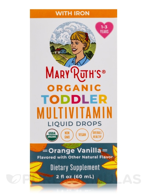 Organic Toddler Multivitamin Liquid Drops with Iron, Orange Vanilla Flavor - 2 fl. oz (60 ml) - Alternate View 3