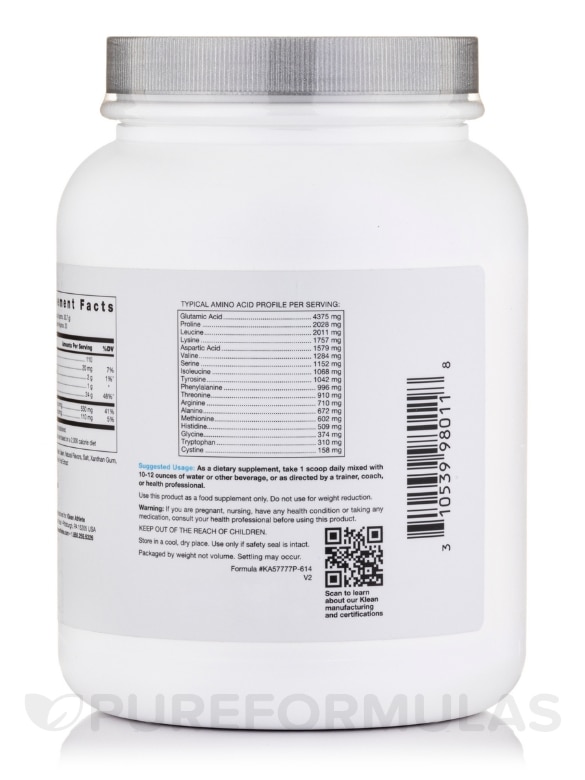 Klean Casein Protein, Natural Vanilla Custard Flavor - 21.6 oz (614 Grams) - Alternate View 2