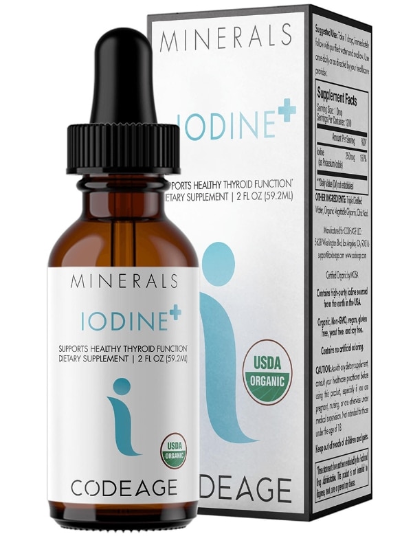 Codeage Organic Iodine Drops - Pure, Clear, Vegan Thyroid Liquid Supplement - 2 fl. oz (59.2 ml)