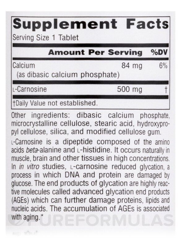 L-Carnosine 500 mg - 60 Tablets - Alternate View 4