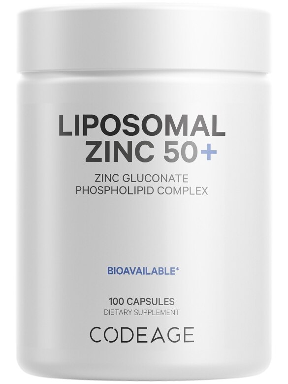 Codeage Liposomal Zinc 50 mg - Zinc Gluconate - Essential Mineral Supplements - Vegan - 100 Capsules