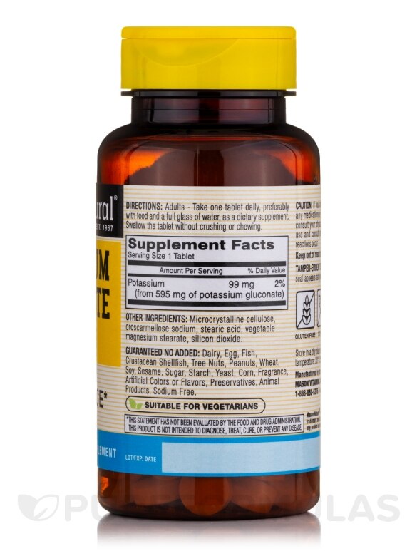 Potassium Gluconate 595 mg - 100 Tablets - Alternate View 1