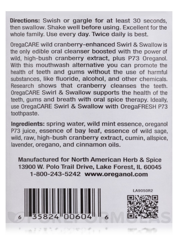 OregaCARE Swirl & Swallow, Wild Cranberry-Mint Flavor - 8 fl. oz (240 ml) - Alternate View 2
