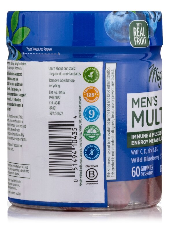 Men's Multi, Wild Blueberry Flavor - 60 Gummies - Alternate View 3