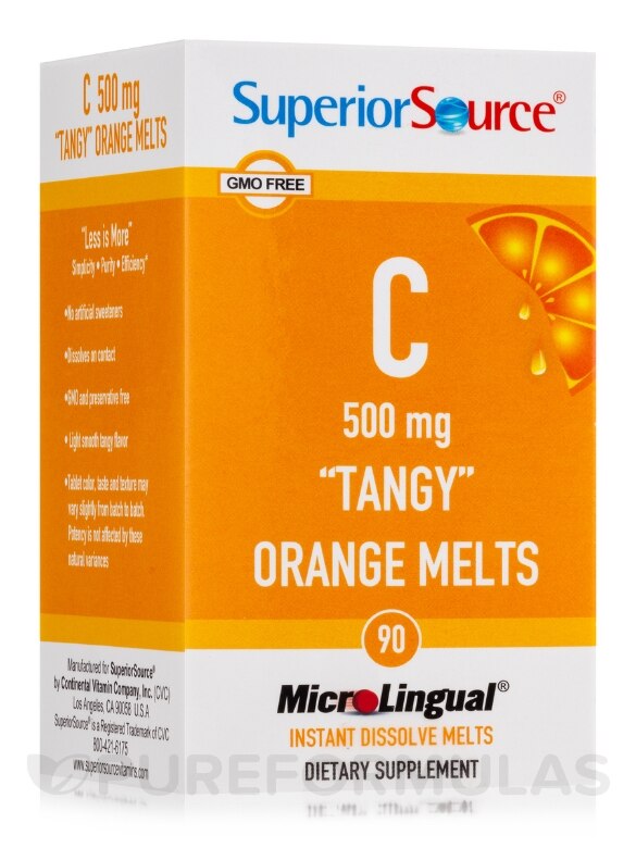 Vitamin C 500 mg, Tangy Orange Melts - 90 MicroLingual® Tablets