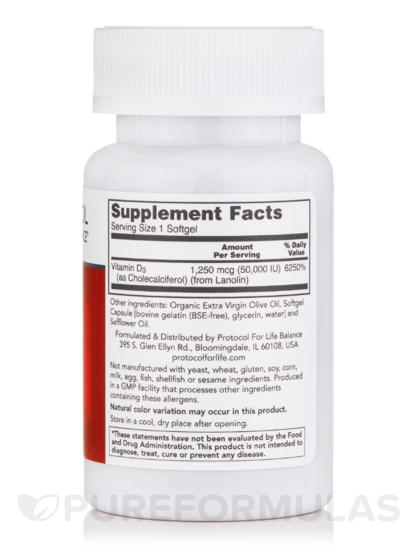 Vitamin D3 50,000 IU (Clinical Potency) - 50 Softgels - Alternate View 1