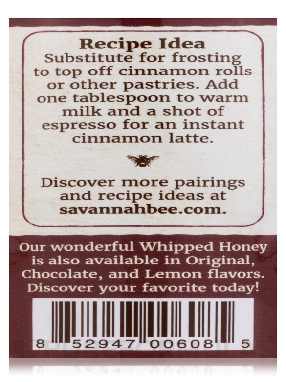 Whipped Honey with Cinnamon - 12 oz (340 Grams) - Alternate View 6