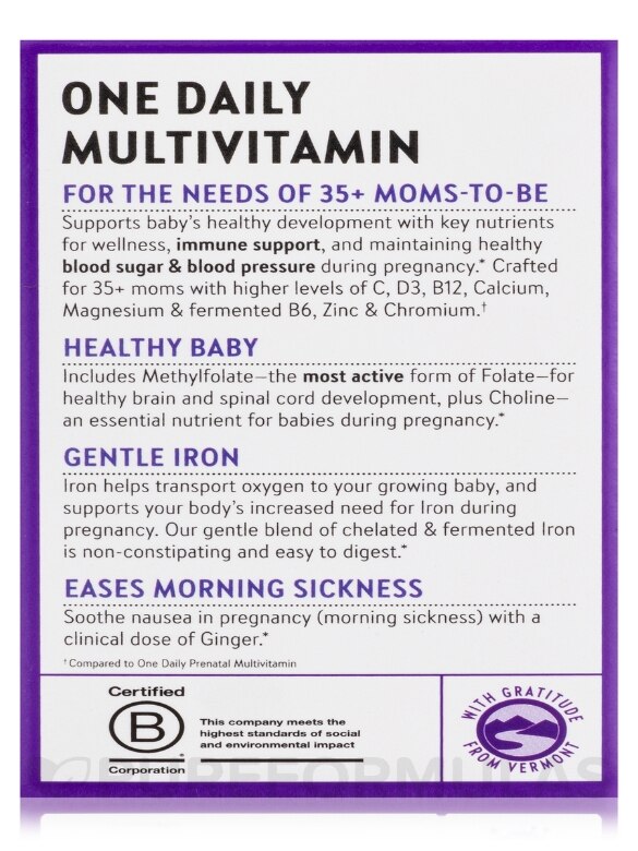 One Daily Prenatal Multivitamin 35+ - 30 Vegetarian Tablets - Alternate View 9