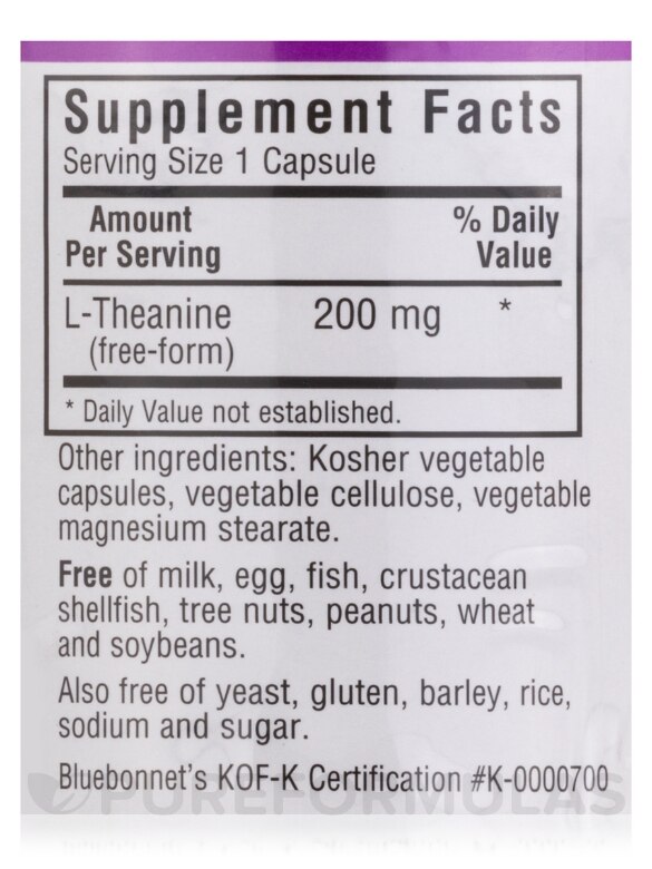 L-Theanine 200 mg - 30 Vegetable Capsules - Alternate View 3