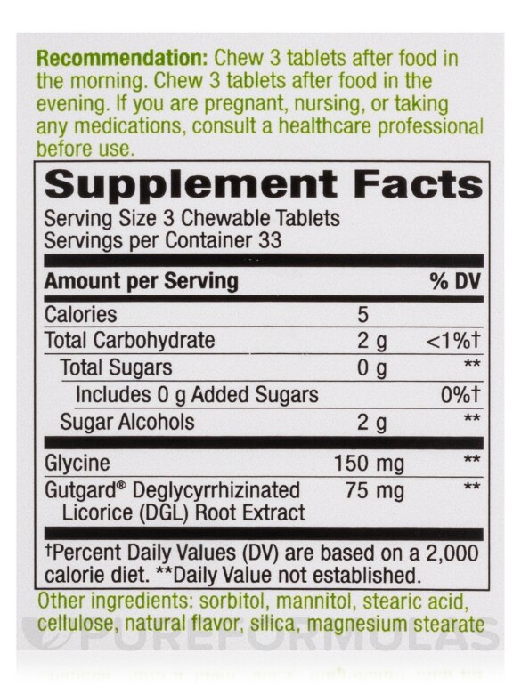 DGL Fructose Free/Sugarless Formula - 100 Chewable Tablets - Alternate View 4