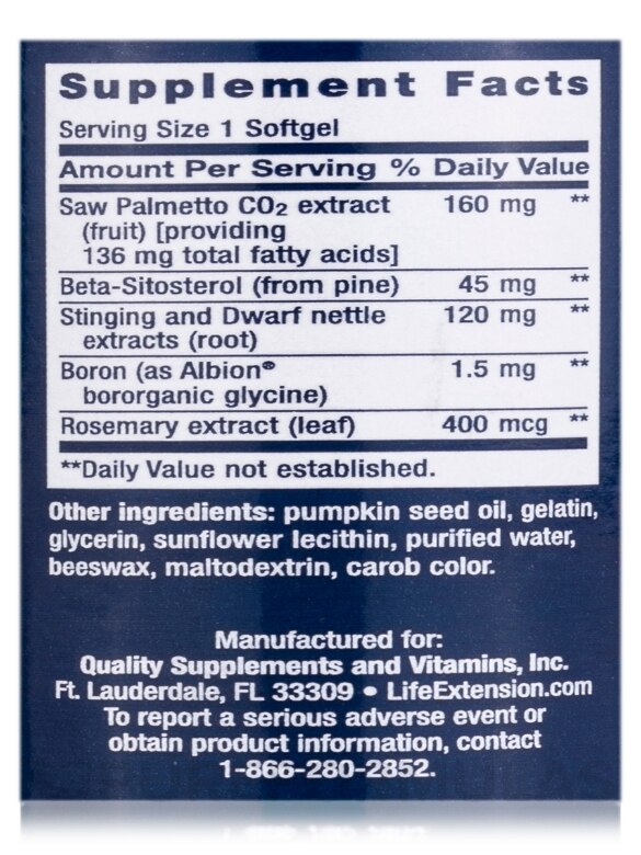 Super Saw Palmetto/Nettle Root Formula with Beta-Sitosterol - 60 Softgels - Alternate View 3