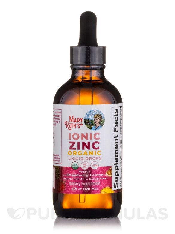 Ionic Zinc Drops Organic Liquid Drops, Strawberry Lemon Flavor - 4 fl. oz (120 ml) - Alternate View 2