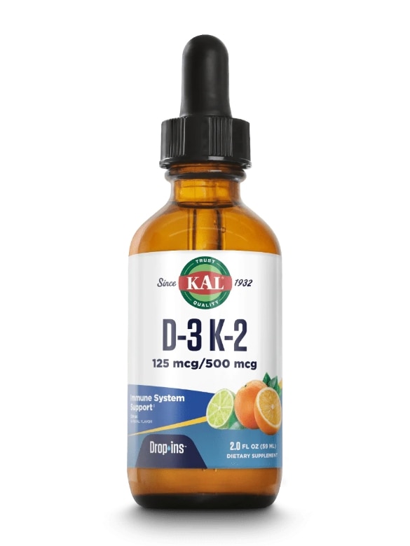 D-3 K-2 Liquid DropIns™, Natural Citrus Flavor - 2 fl. oz (59 ml)