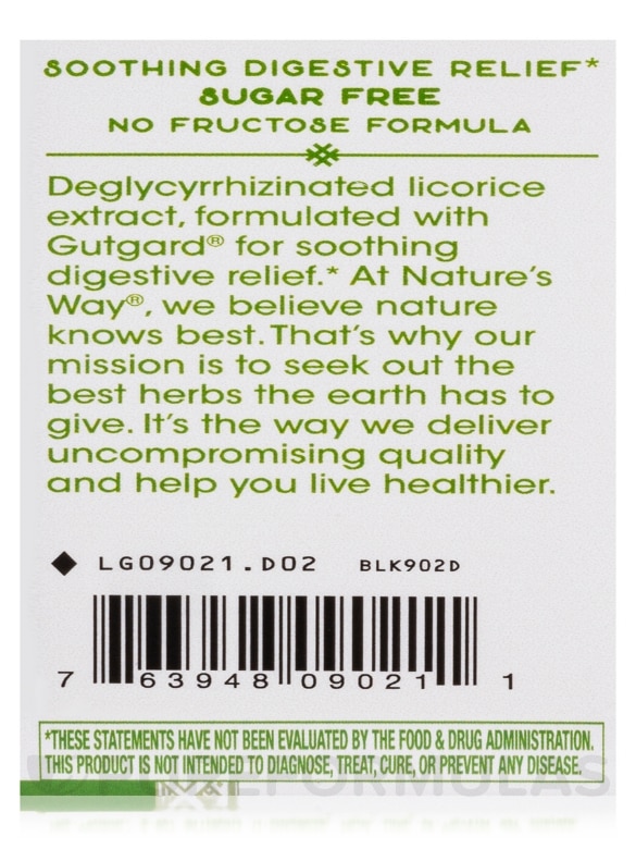 DGL Fructose Free/Sugarless Formula - 100 Chewable Tablets - Alternate View 6