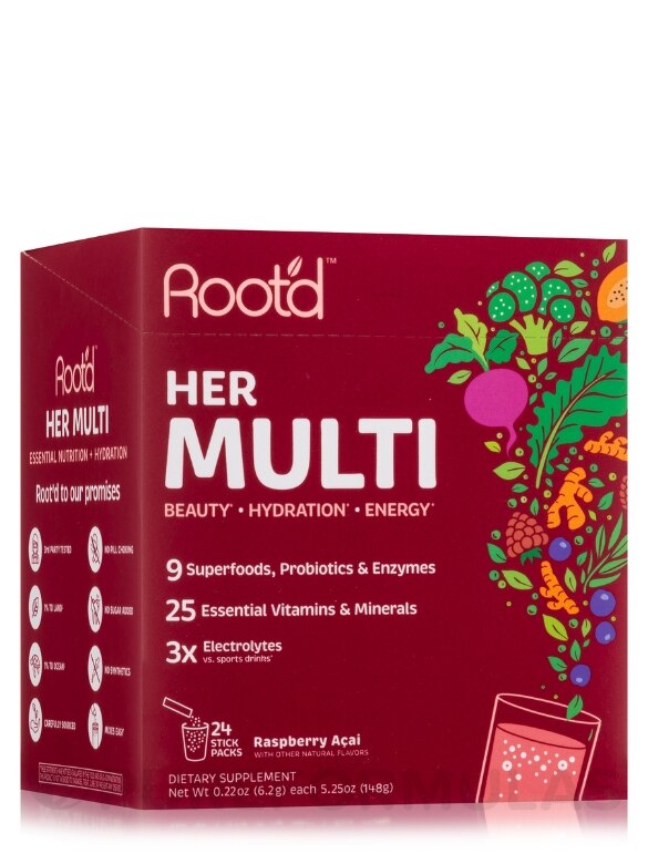 Women's Multivitamin Fizzy Drink Mix, Acai Flavor - 1 Box of 24 Stick Packs