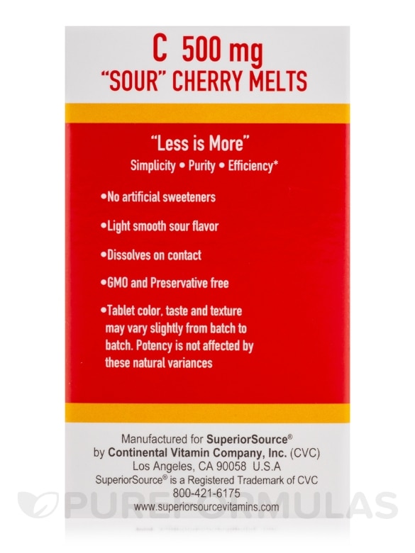 Vitamin C 500 mg, Sour Cherry Melts - 90 MicroLingual® Tablets - Alternate View 6