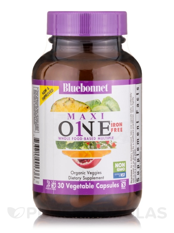 Maxi One® Whole Food Based Multiple (Iron Free) - 30 Vegetable Capsules - Alternate View 2