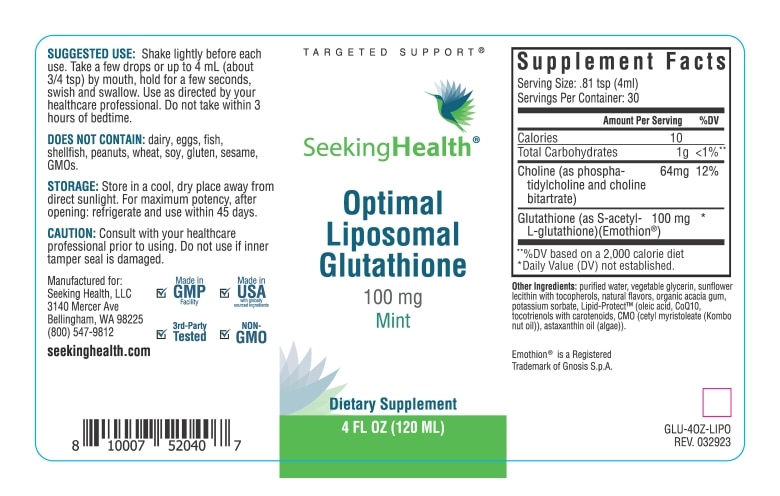 Optimal Liposomal Glutathione, Original Mint Flavor - 4 fl. oz (120 ml) - Alternate View 1