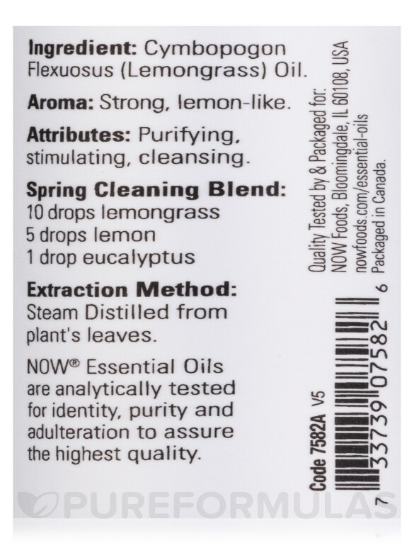 NOW® Essential Oils - Lemongrass Oil - 1 fl. oz (30 ml) - Alternate View 3