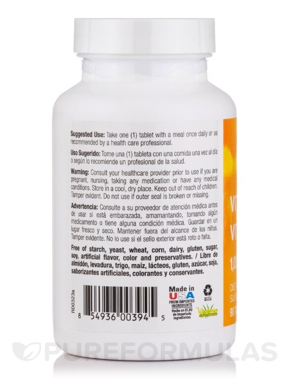 Vitamin C 1000 mg (Ascorbic Acid) - 90 Tablets - Alternate View 2