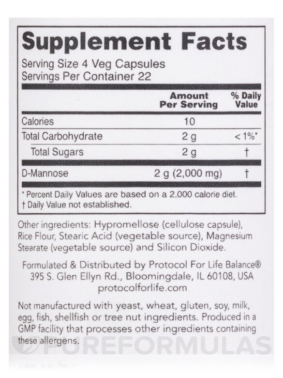 D-Mannose 500 mg - 90 Veg Capsules - Alternate View 3