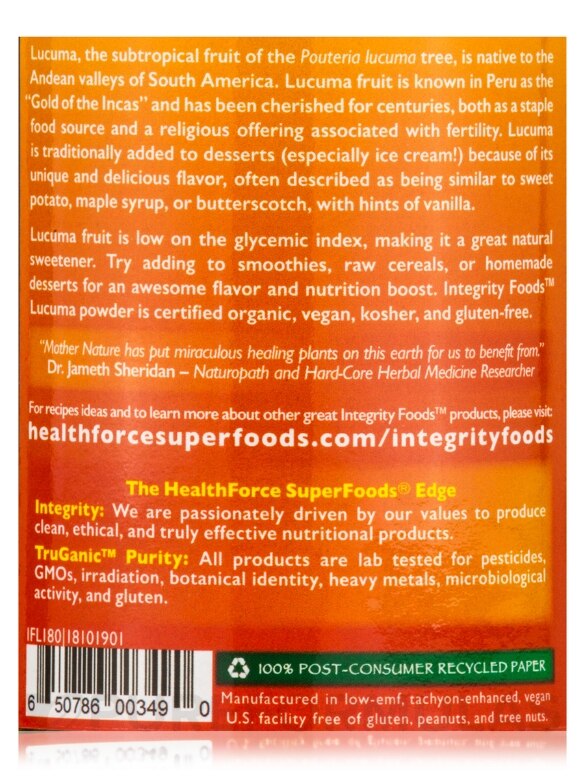 Integrity Foods™ Lucuma - 6.3 oz (180 Grams) - Alternate View 4