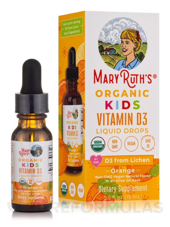 Organic Kids Vitamin D3 Liquid Drops, Orange Flavor - 0.5 fl. oz (15 ml) - Alternate View 1