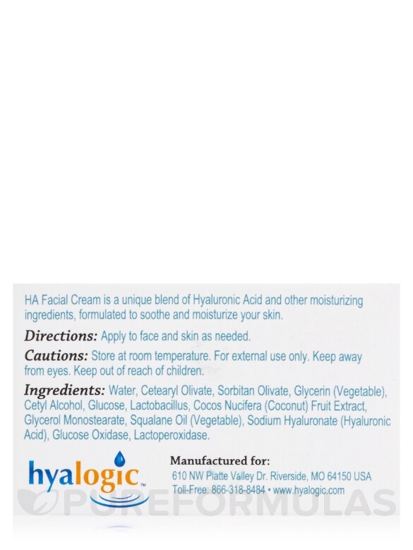 HA Facial Cream with Hyaluronic Acid - 2 oz (56.7 Grams) - Alternate View 8