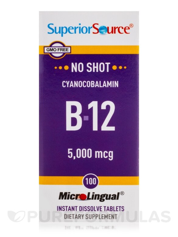 NO SHOT Cyanocobalamin B-12 5,000 mcg - 100 MicroLingual® Tablets - Alternate View 3