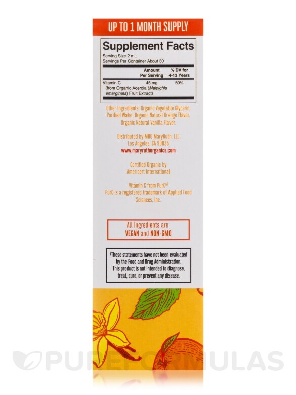 Organic Kids Vitamin C Liquid Drops, Orange Vanilla Flavor - 2 fl. oz (60 ml) - Alternate View 4