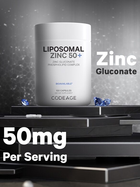 Codeage Liposomal Zinc 50 mg - Zinc Gluconate - Essential Mineral Supplements - Vegan - 100 Capsules - Alternate View 2