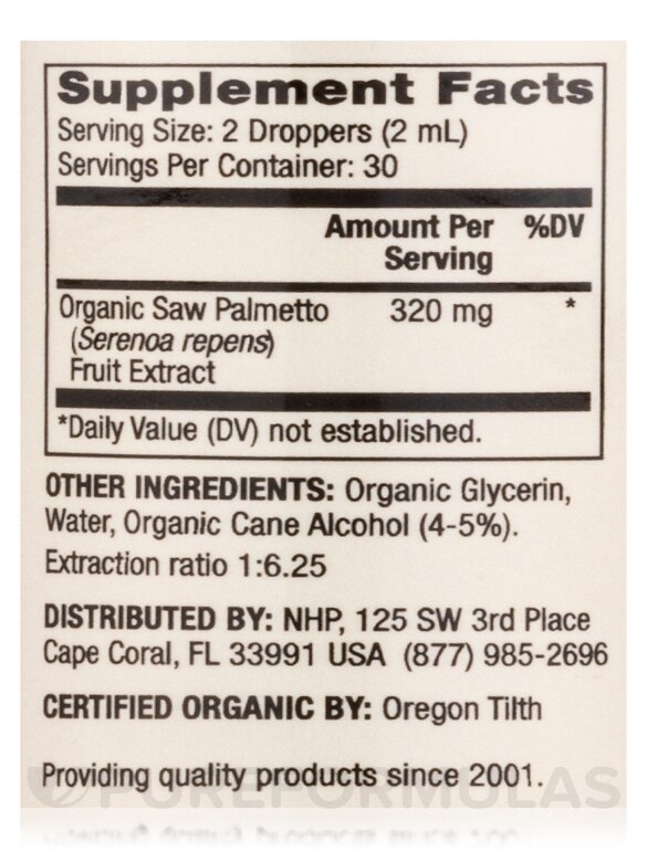 Organic Saw Palmetto Liquid Drops - 2 fl. oz (60 ml) - Alternate View 3