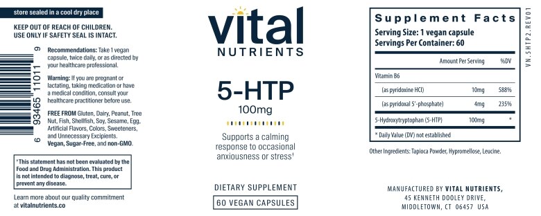 5HTP 100 mg - 60 Vegetarian Capsules - Alternate View 4