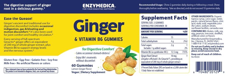  Lemon Ginger Flavor - 60 Gummies