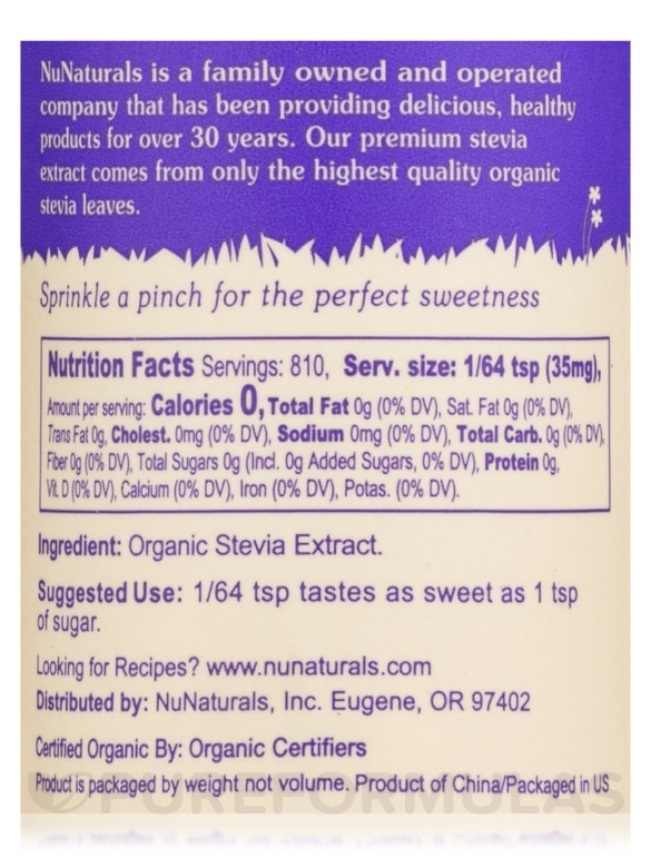 NuStevia Organic Pure Stevia - 1 oz (28 Grams) - Alternate View 3