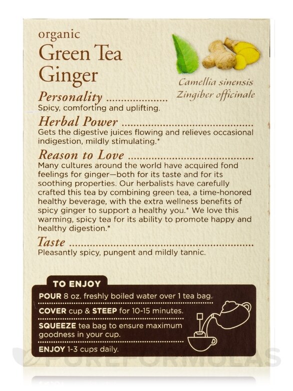 Organic Green Tea with Ginger - 16 Tea Bags - Alternate View 3