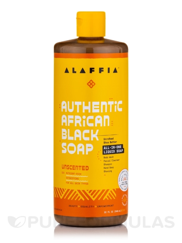 Authentic African Black Soap All-in-One, Unscented - 32 fl. oz (950 ml)
